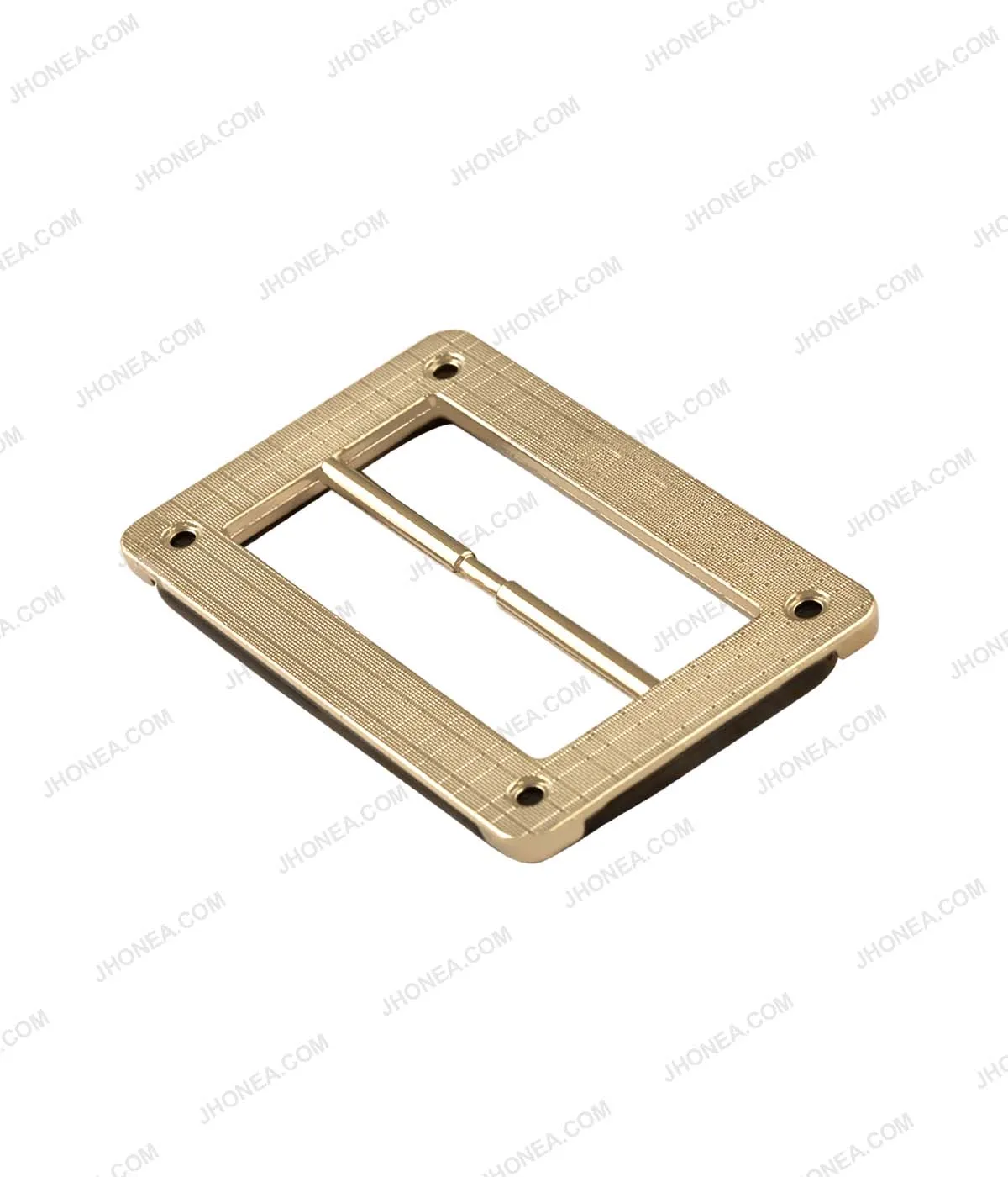 Rectangle Frame Shiny Gold with Horn Effect Accent Sliding Belt Buckle