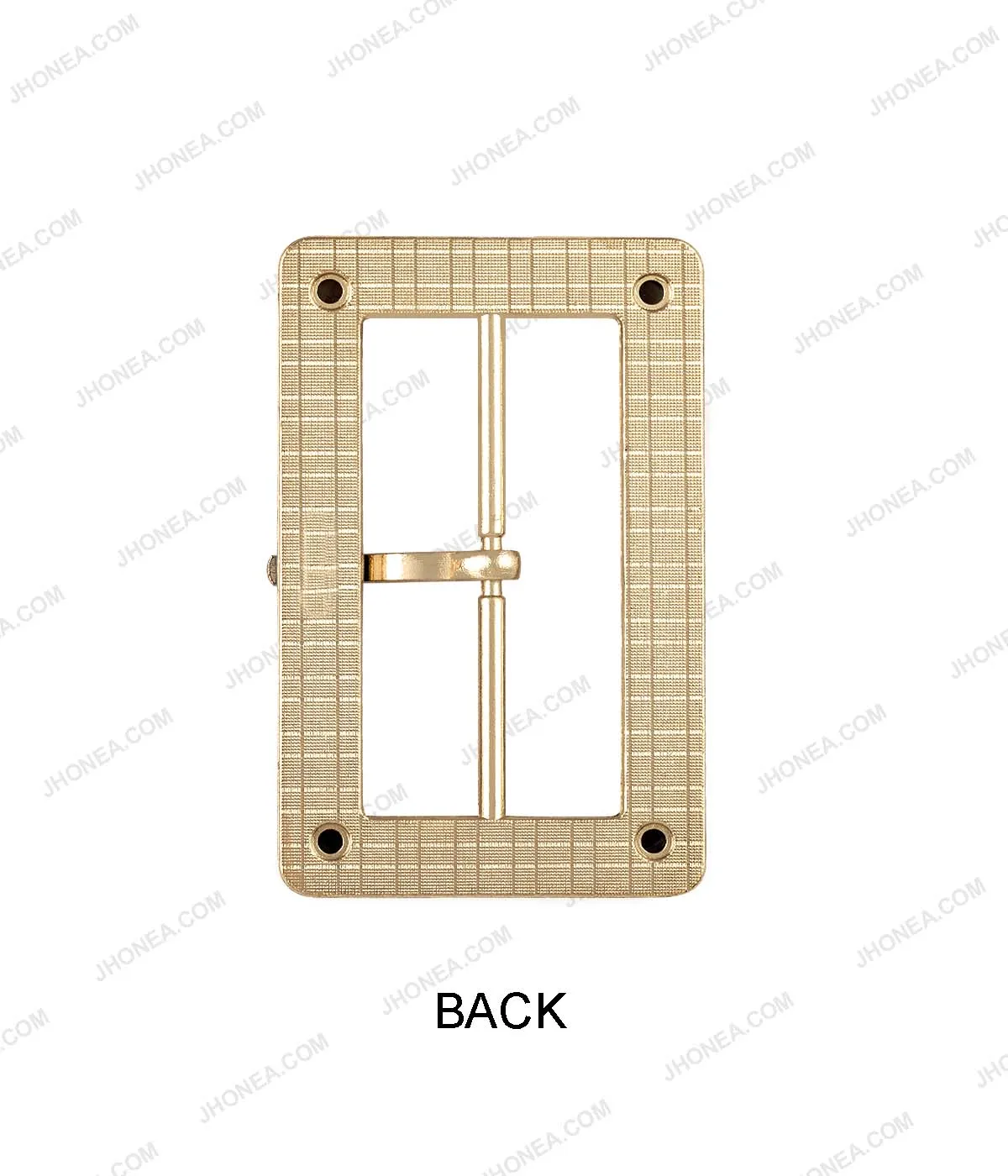 Rectangle Frame Shiny Gold with Lamination Surface Prong Belt Buckle