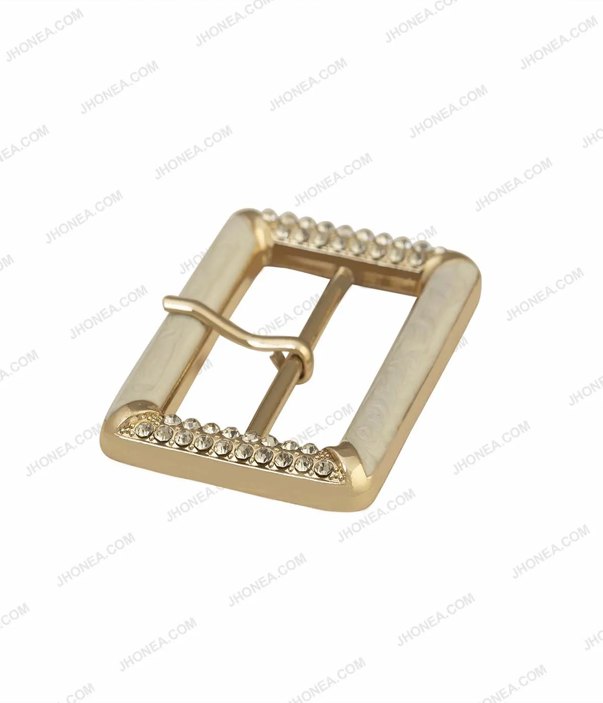 Rectangle Marble Effect Diamond Accent Prong Belt Buckle