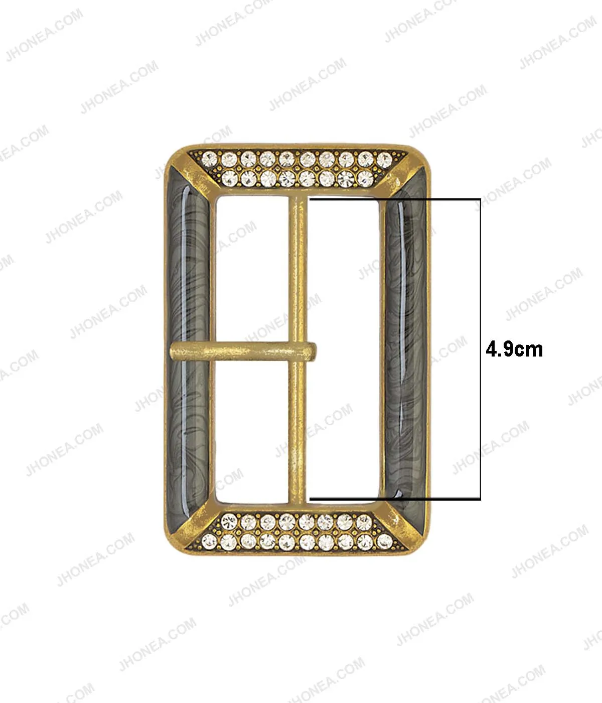 Rectangle Marble Effect Diamond Accent Prong Belt Buckle