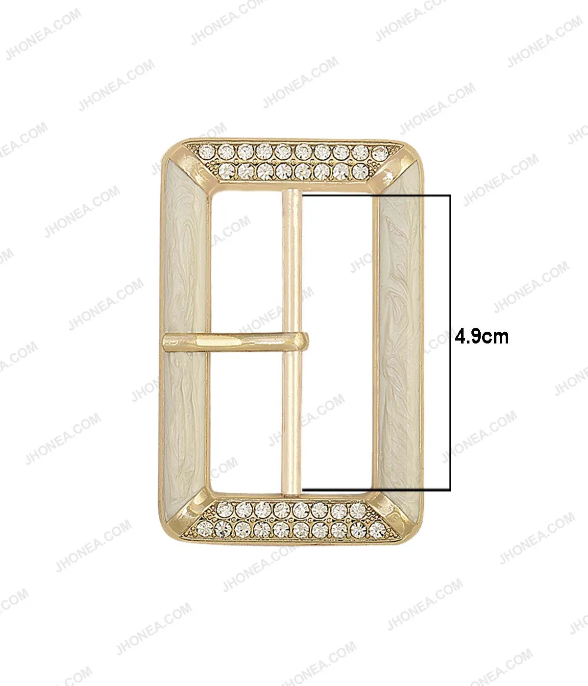 Rectangle Marble Effect Diamond Accent Prong Belt Buckle