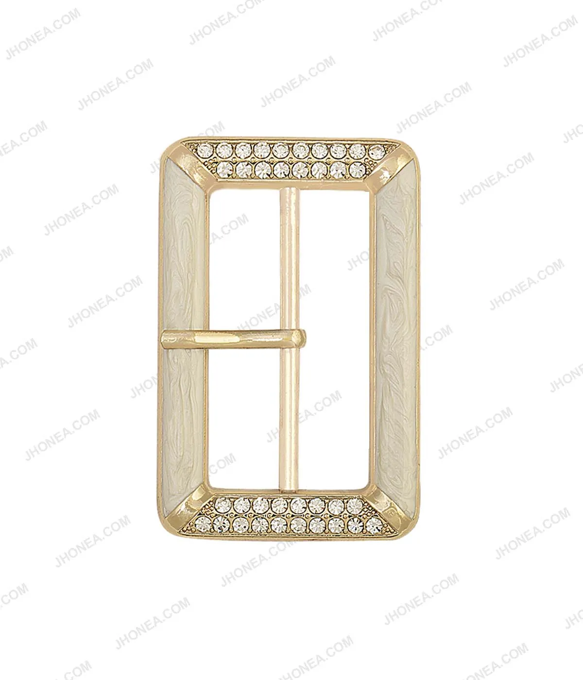 Rectangle Marble Effect Diamond Accent Prong Belt Buckle