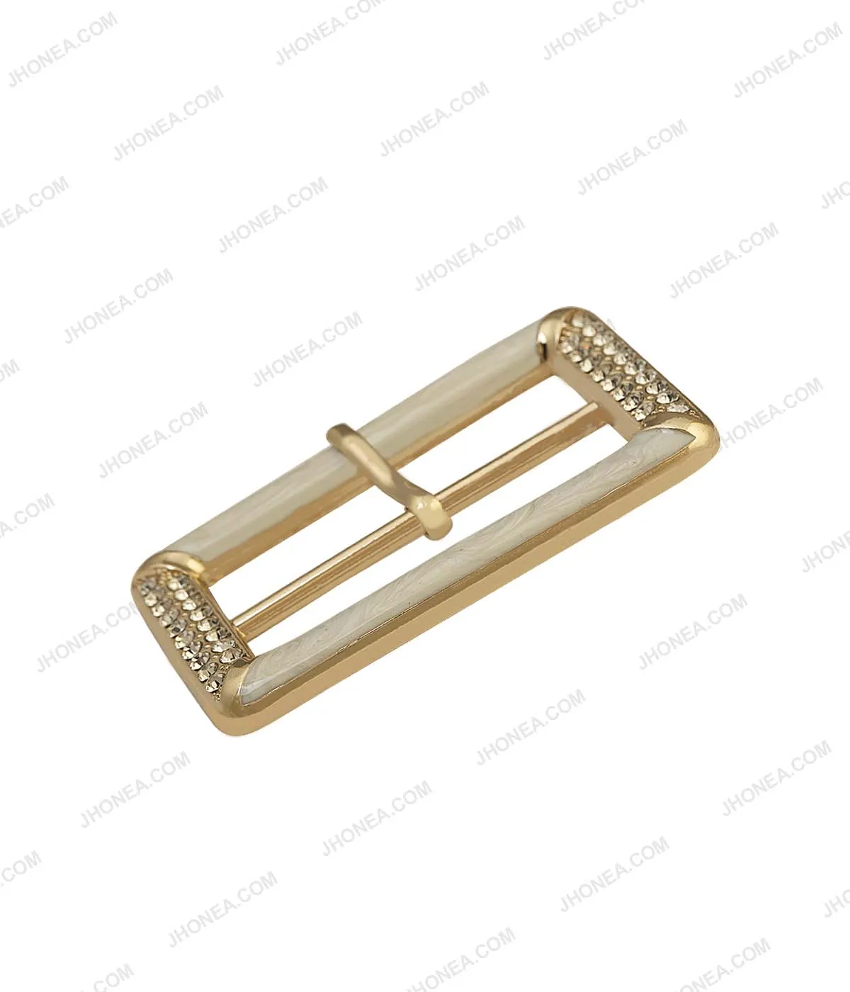 Rectangle Marble Effect Diamond Accent Prong Belt Buckle