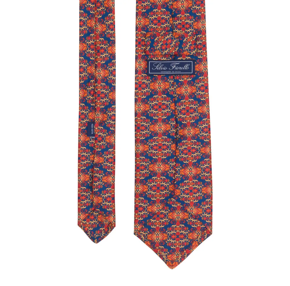 Red and Blue Charlemagne Duchesse Silk Tie