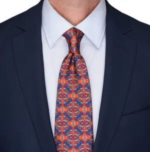 Red and Blue Charlemagne Duchesse Silk Tie