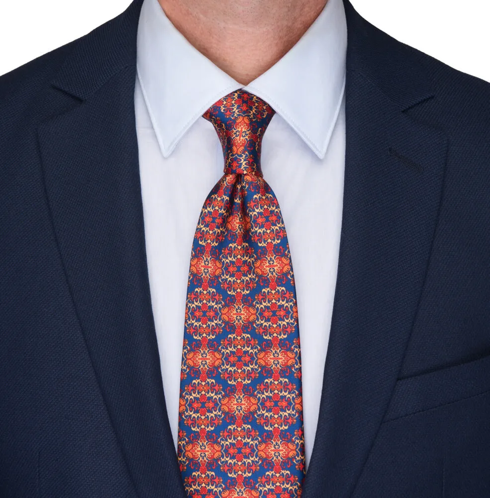 Red and Blue Charlemagne Duchesse Silk Tie