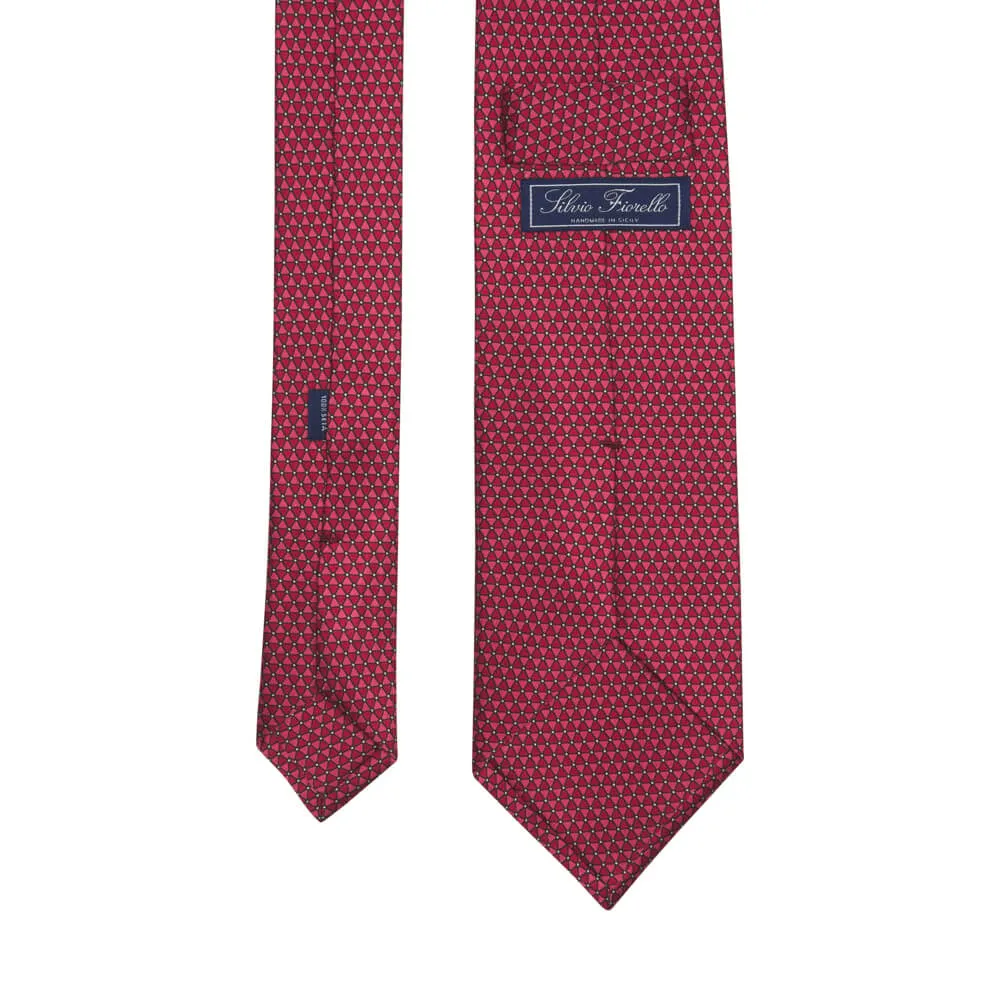 Red Micro Geometric Motif Silk Tie