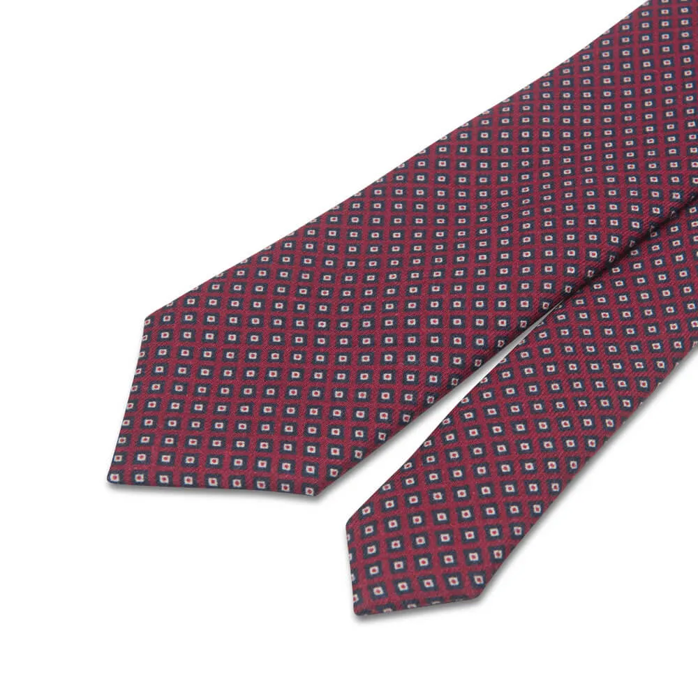 Red Refined Geometry Silk Wool Blend Tie