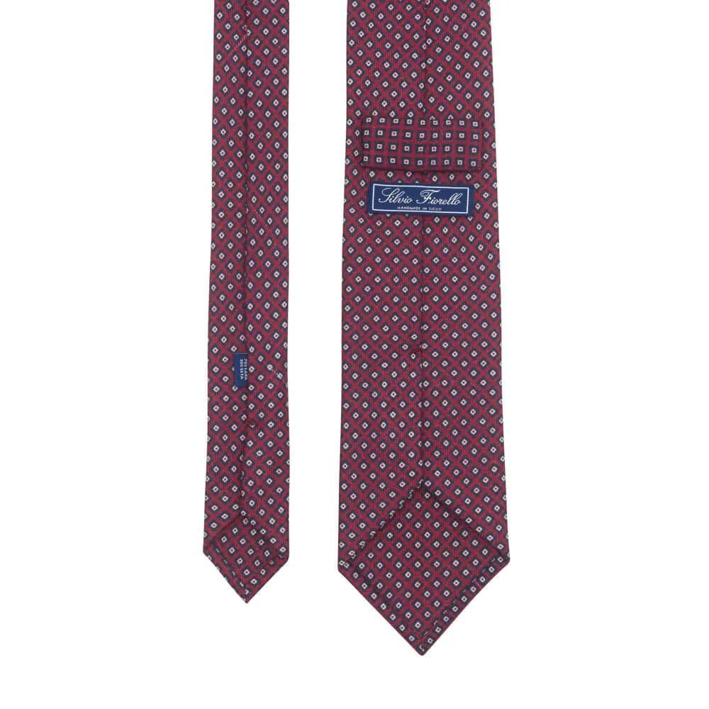 Red Refined Geometry Silk Wool Blend Tie