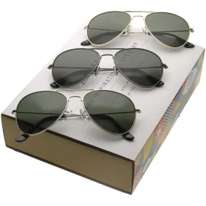 Retro Iconic Classic Tear Drop Metal Aviator Sunglasses C777 [Promo Box]