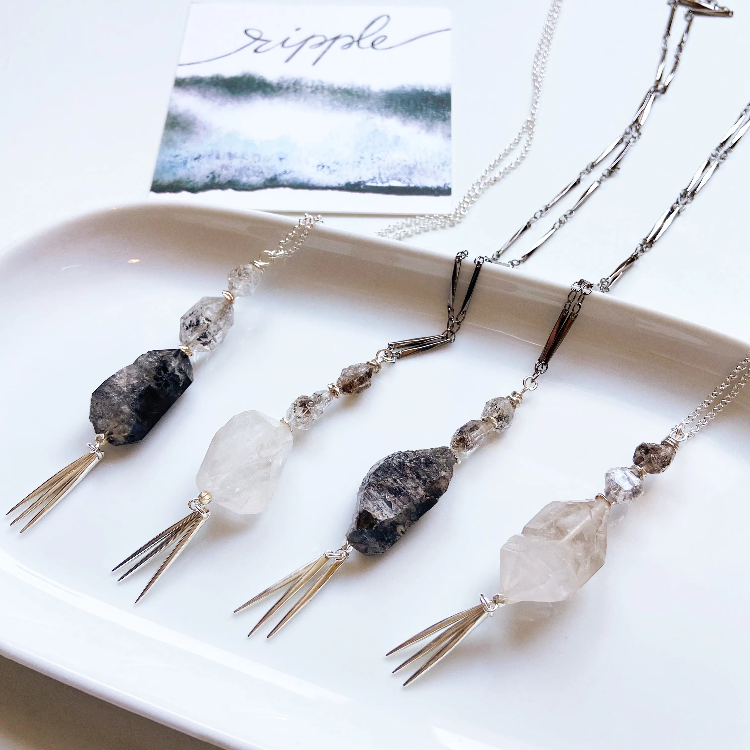 Ripple- Tibetan Quartz  Long Necklace