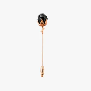 Rose Lapel Pin with Black Enamel and Rose Gold Finish