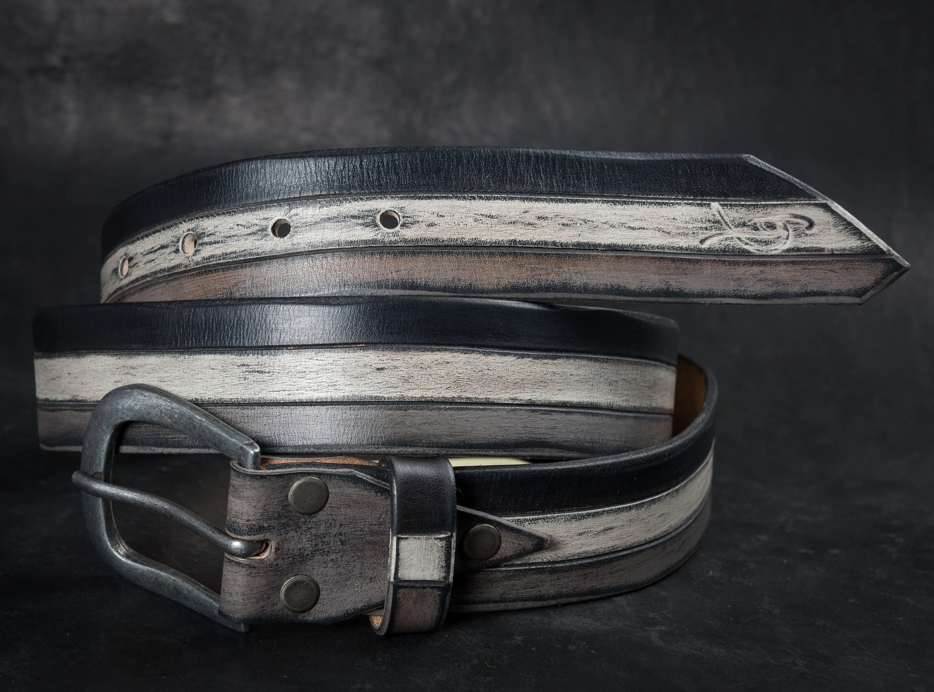 Rustic Leather Belt Mens  Unisex Style  Handcrafted Unique Accessories