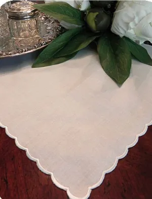 SCALLOP EDGE HANDKERCHIEF w/ EMBROIDERED MONOGRAM