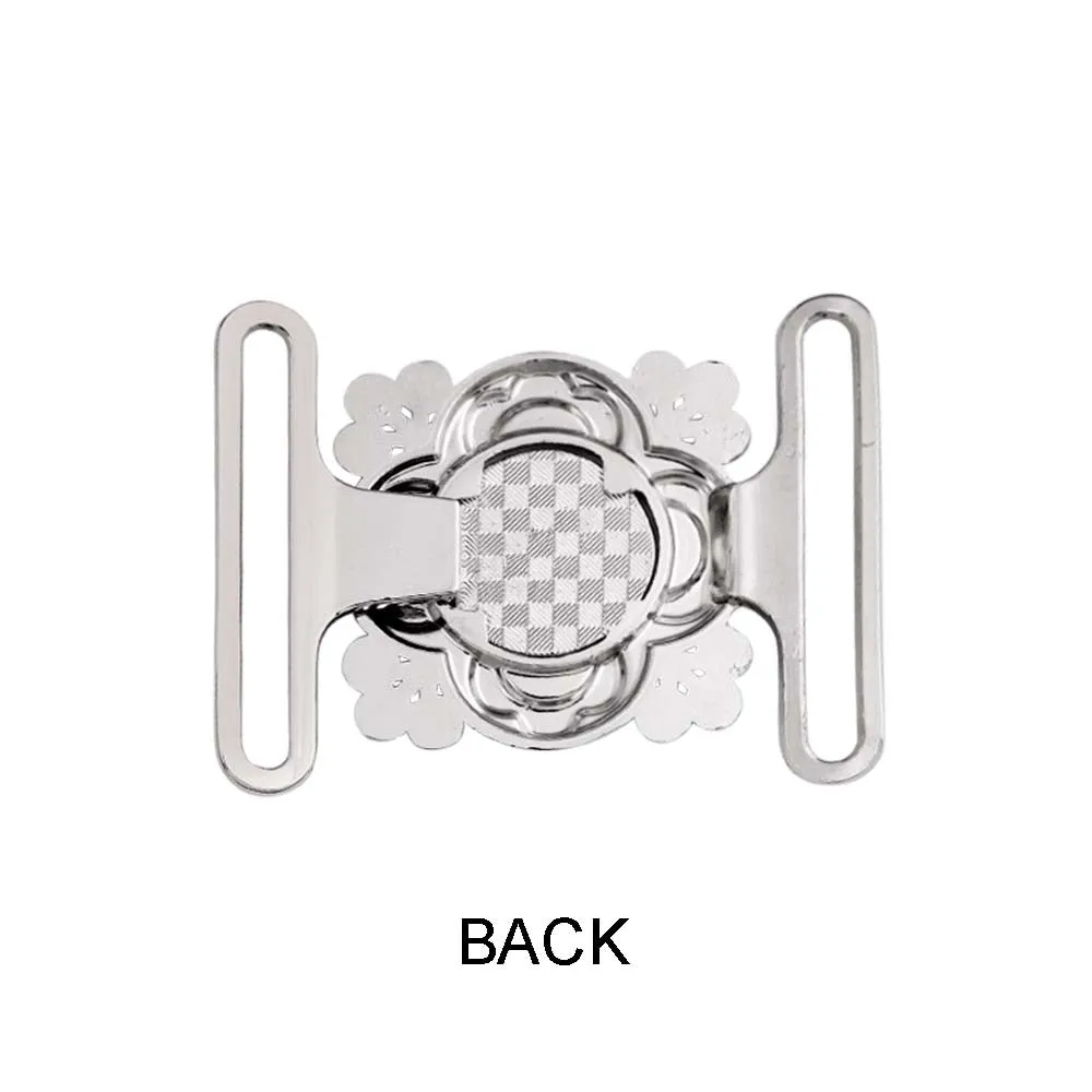 Shiny Floral Frame Style Closure Clasp 2 Part Belt Buckle