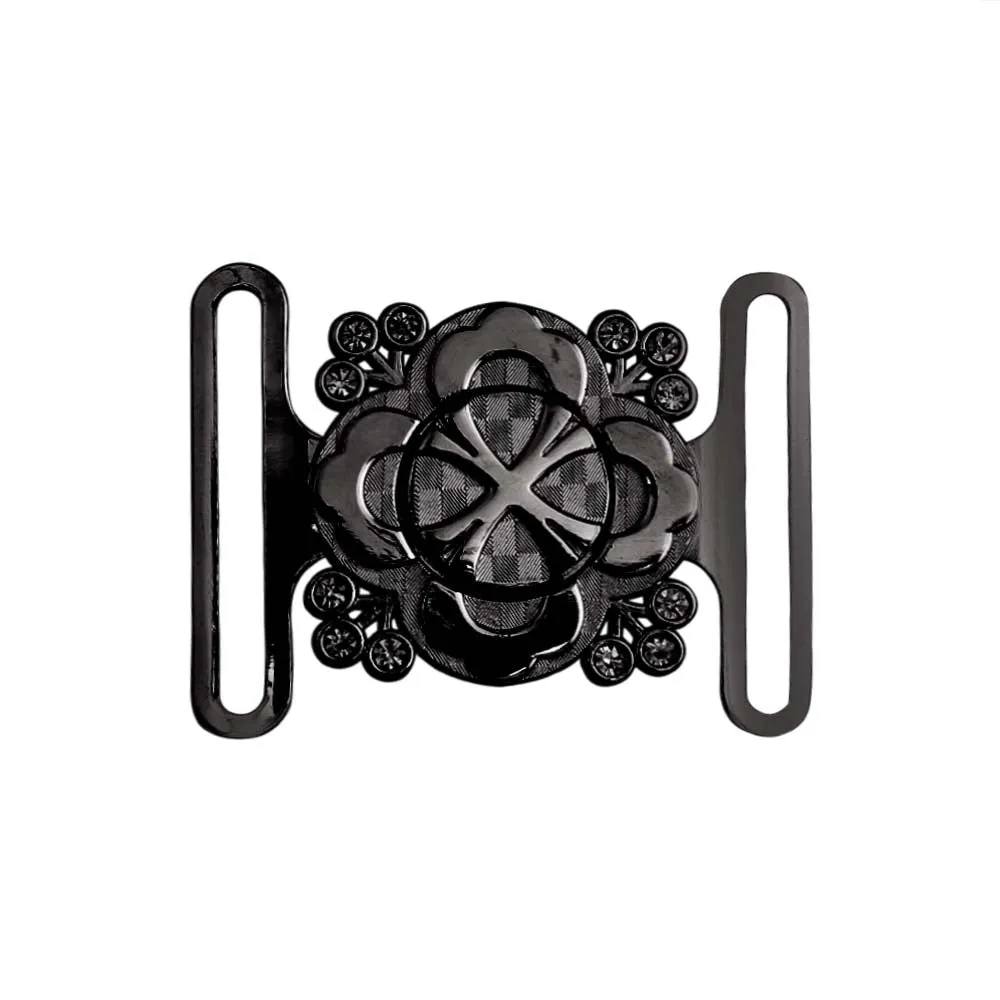 Shiny Floral Frame Style Closure Clasp 2 Part Belt Buckle