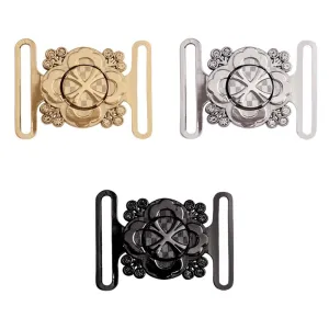 Shiny Floral Frame Style Closure Clasp 2 Part Belt Buckle