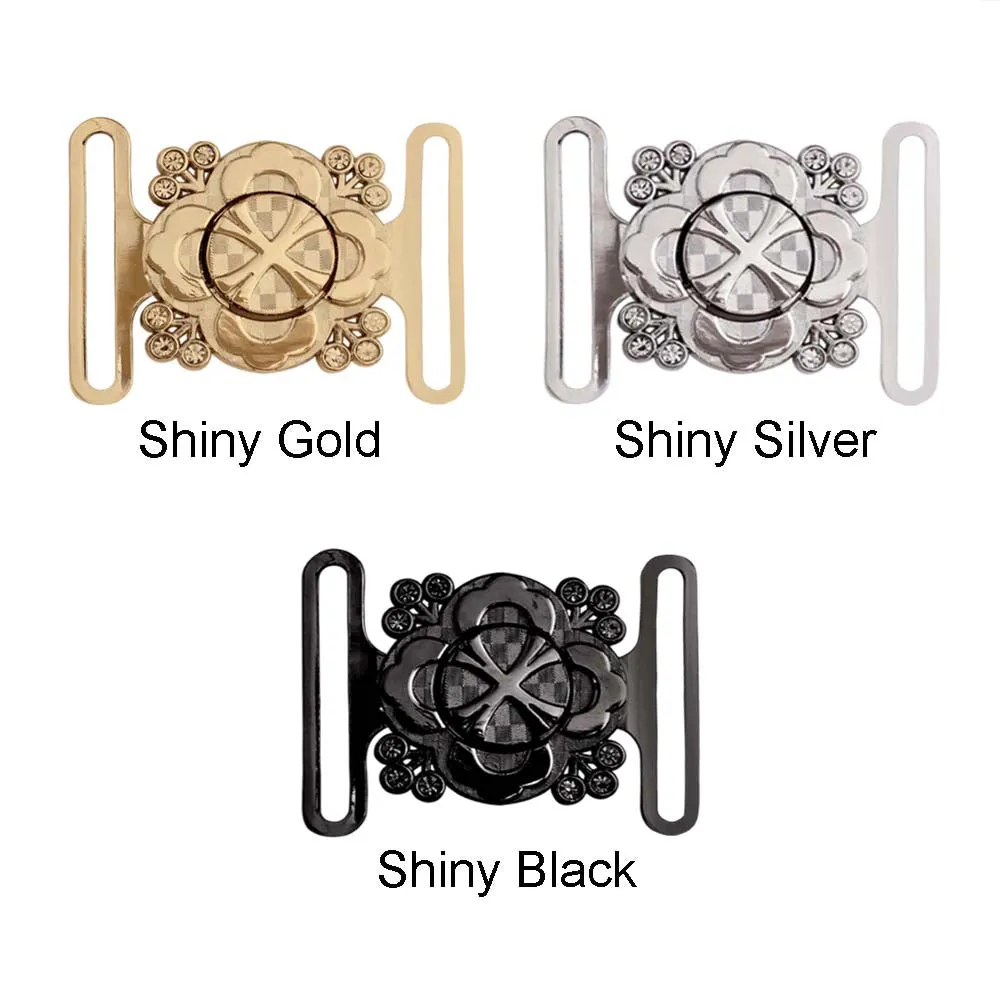 Shiny Floral Frame Style Closure Clasp 2 Part Belt Buckle