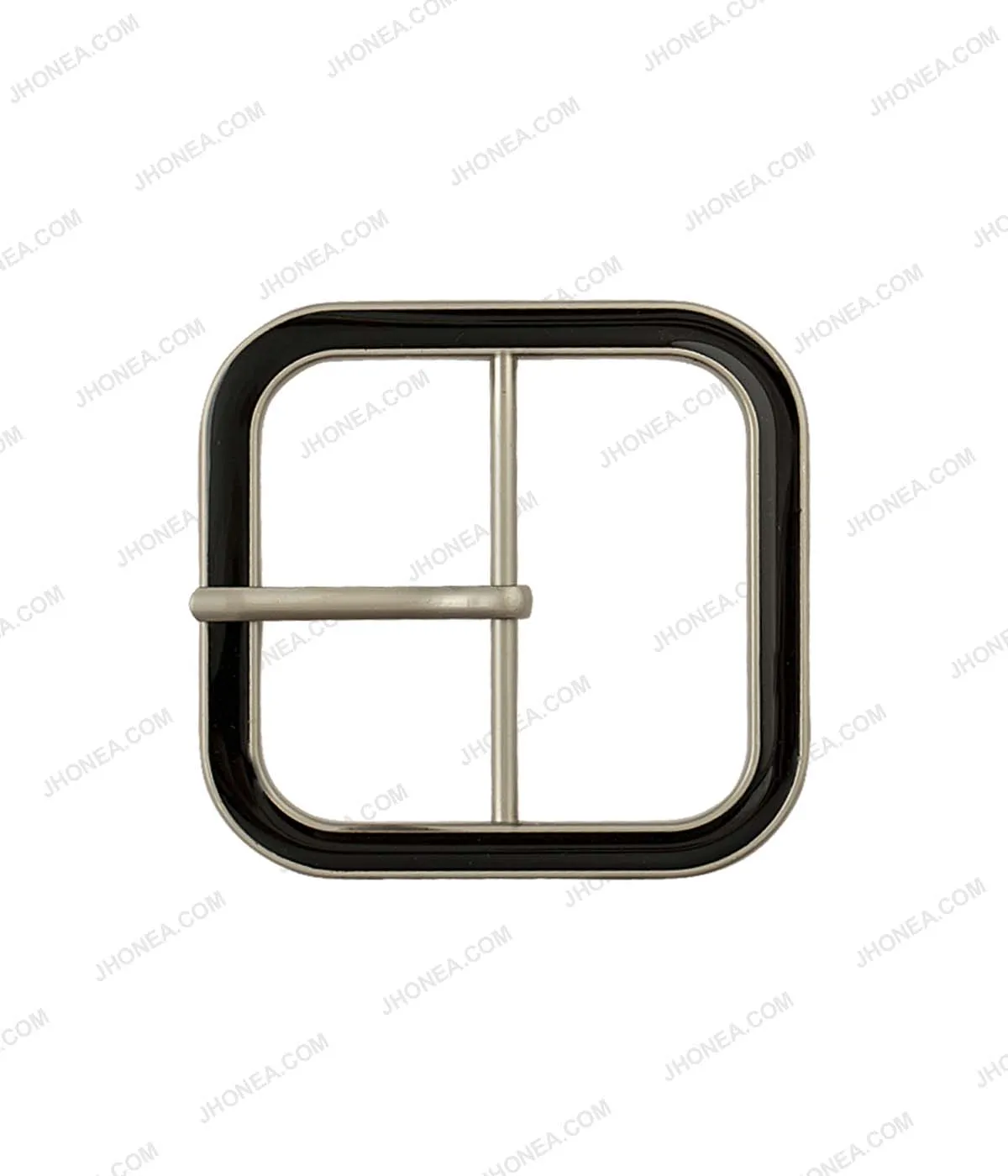 Shiny Glossy Black Enamel Square Shape Belt Buckle with Prong