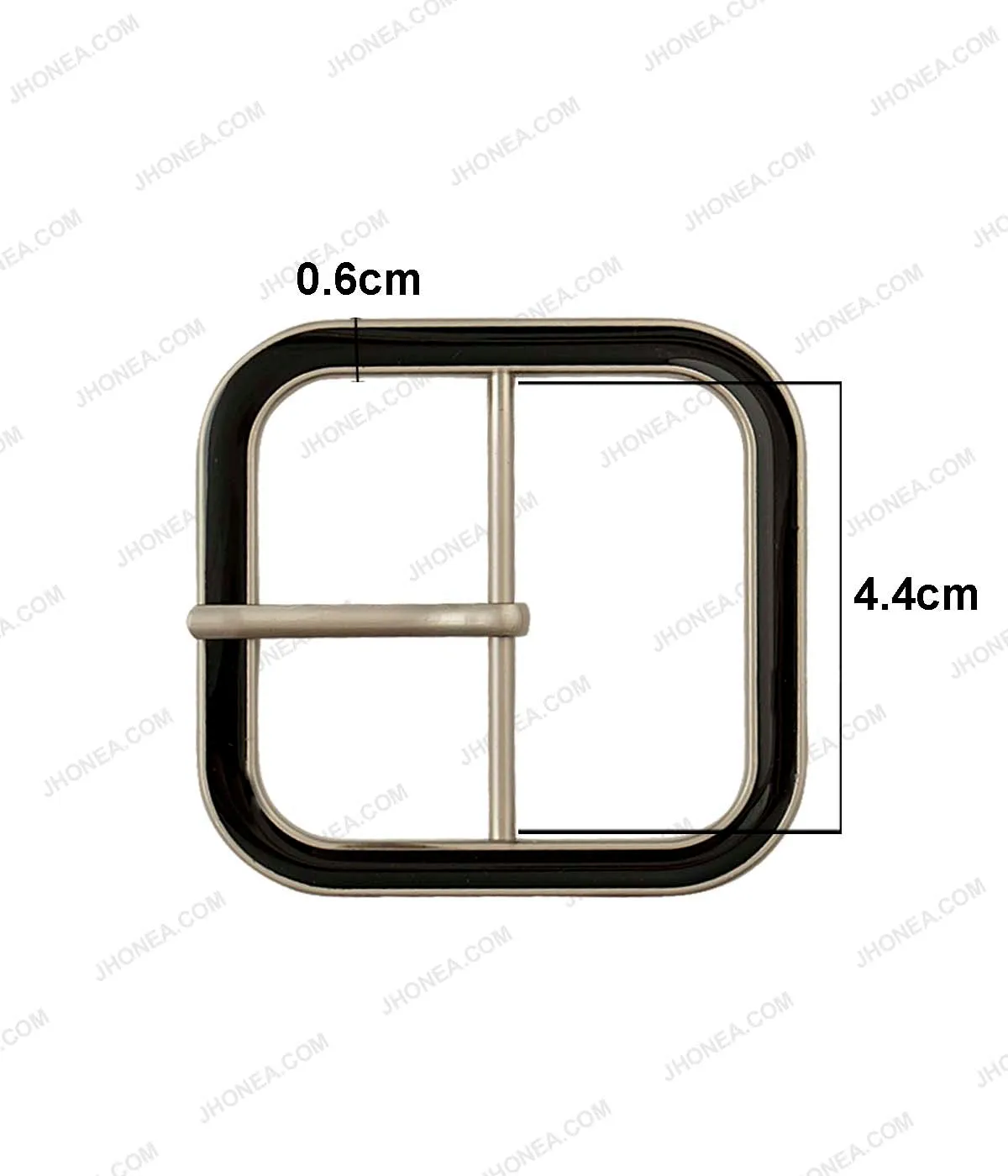 Shiny Glossy Black Enamel Square Shape Belt Buckle with Prong