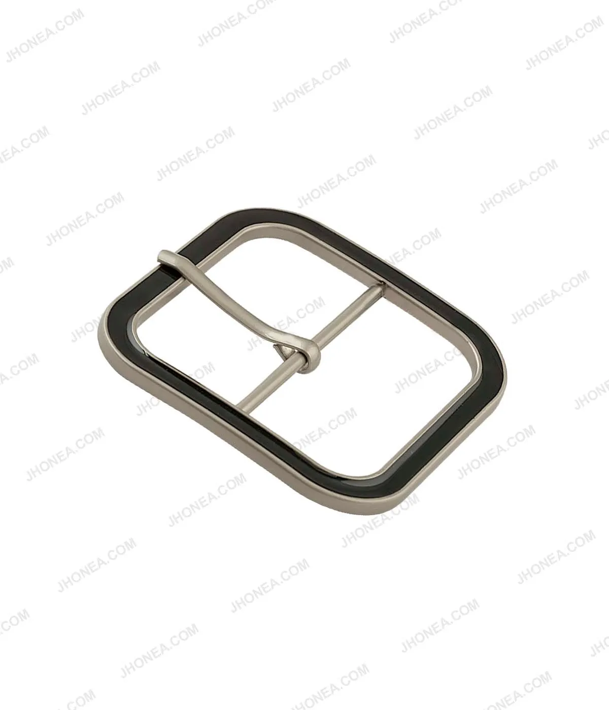 Shiny Glossy Black Enamel Square Shape Belt Buckle with Prong