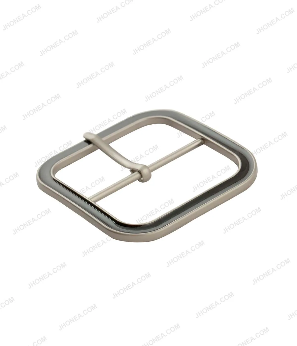 Shiny Glossy Black Enamel Square Shape Belt Buckle with Prong