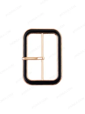 Shiny Gold with Black Sliding Belt Buckle with Prong