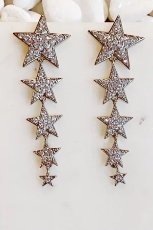 Silver Star Drop Earrings