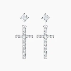 Small Little Cute Dangle Drop Cross Earrings