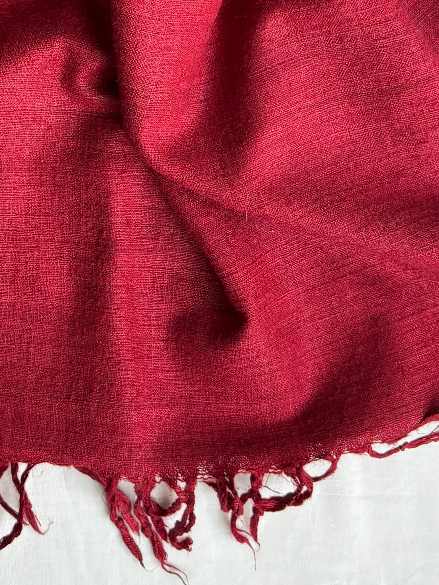 Solid Red Ahimsa Silk Scarf | Natural Sapanwood Dye