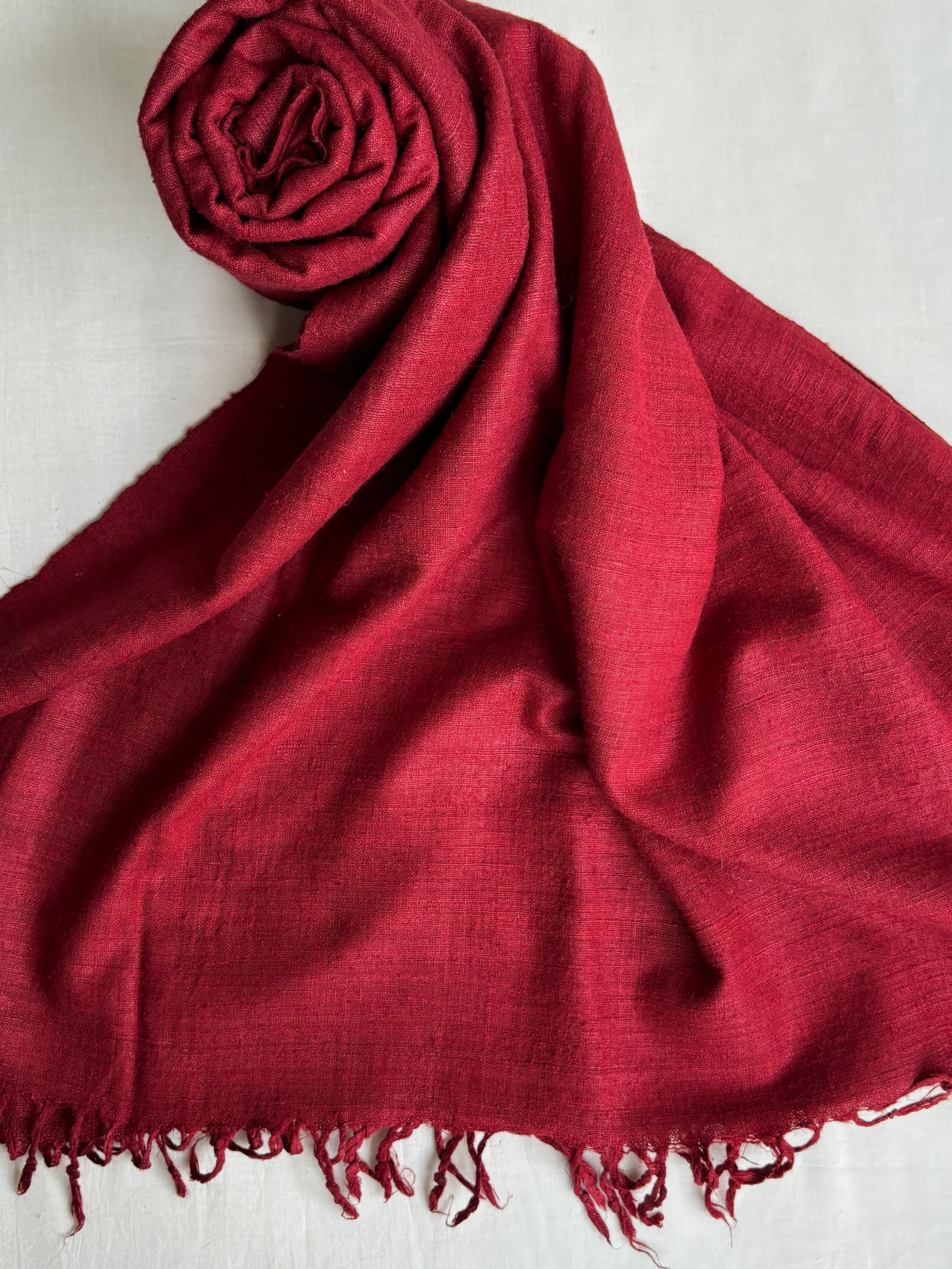 Solid Red Ahimsa Silk Scarf | Natural Sapanwood Dye