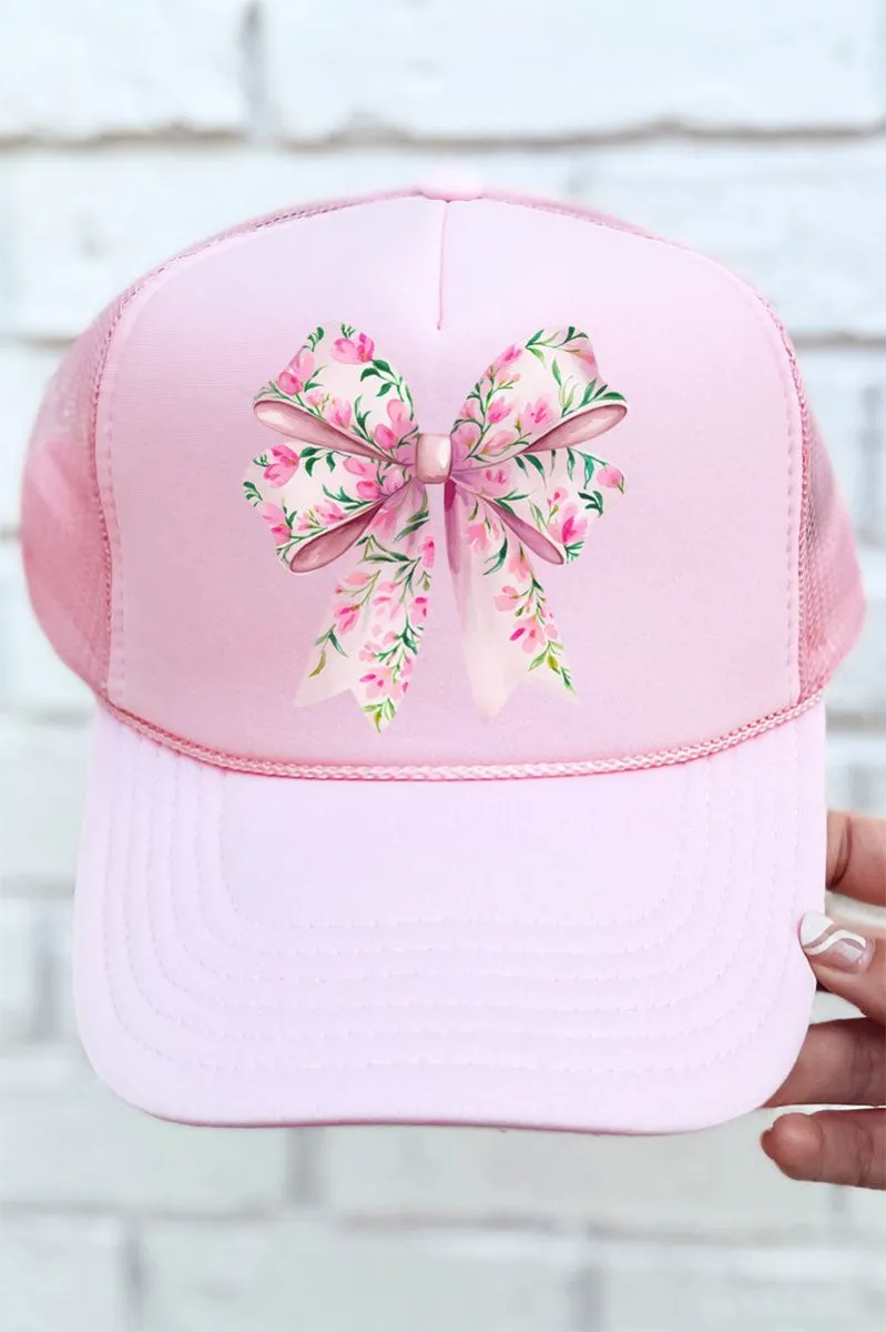 Spring Garden Coquette Bow Otto Soft Pink Foam Front Trucker Hat