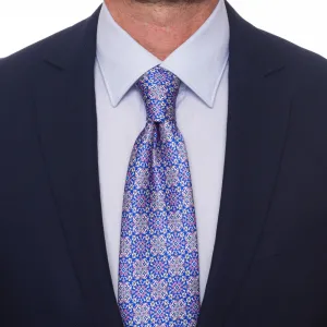 The Cathedral of Taormina Pink and Blue Silk Duchesse Tie