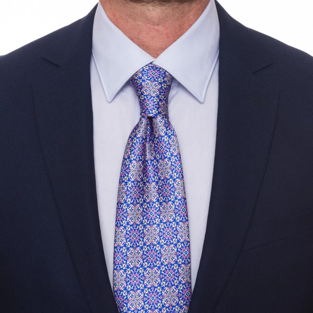 The Cathedral of Taormina Pink and Blue Silk Duchesse Tie