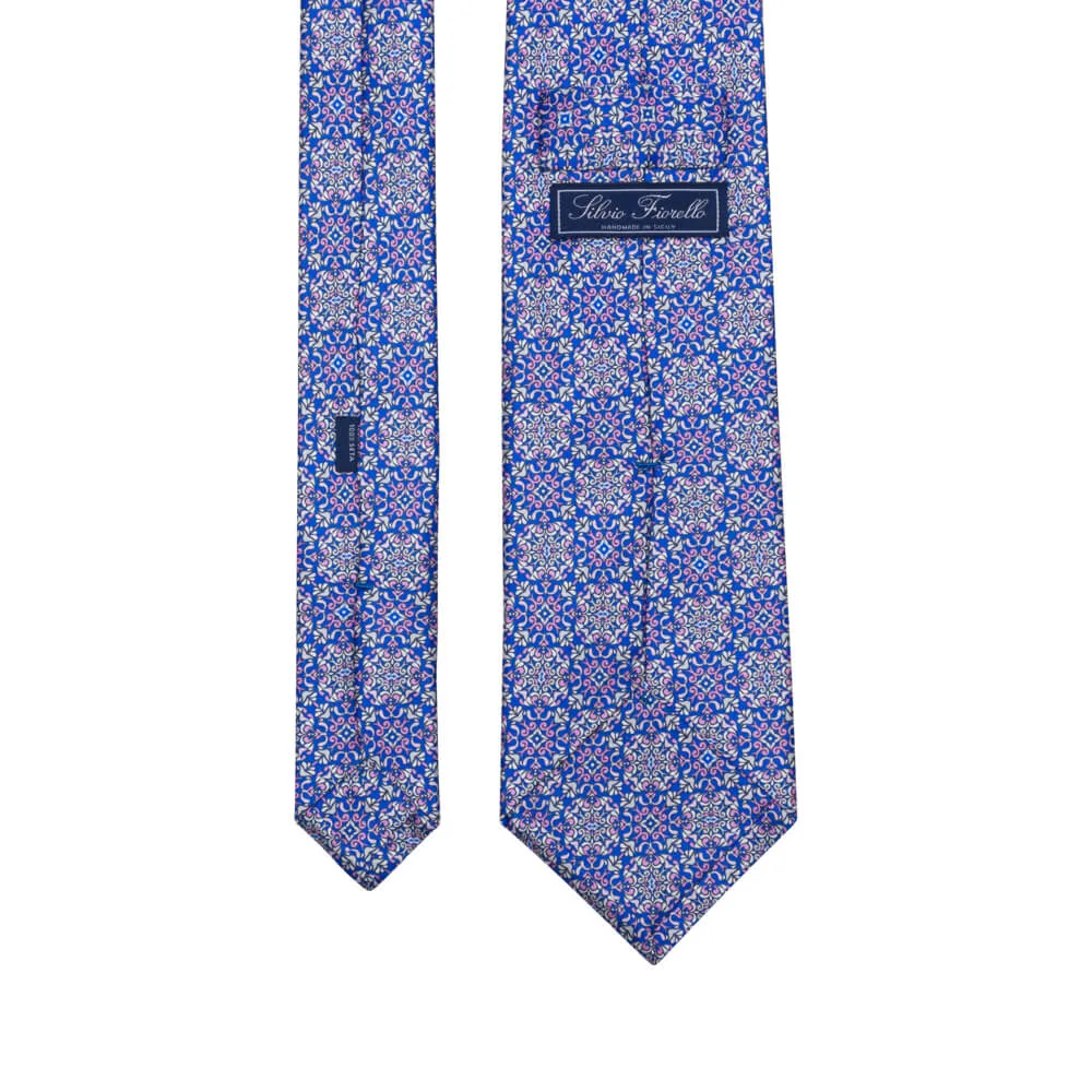 The Cathedral of Taormina Pink and Blue Silk Duchesse Tie