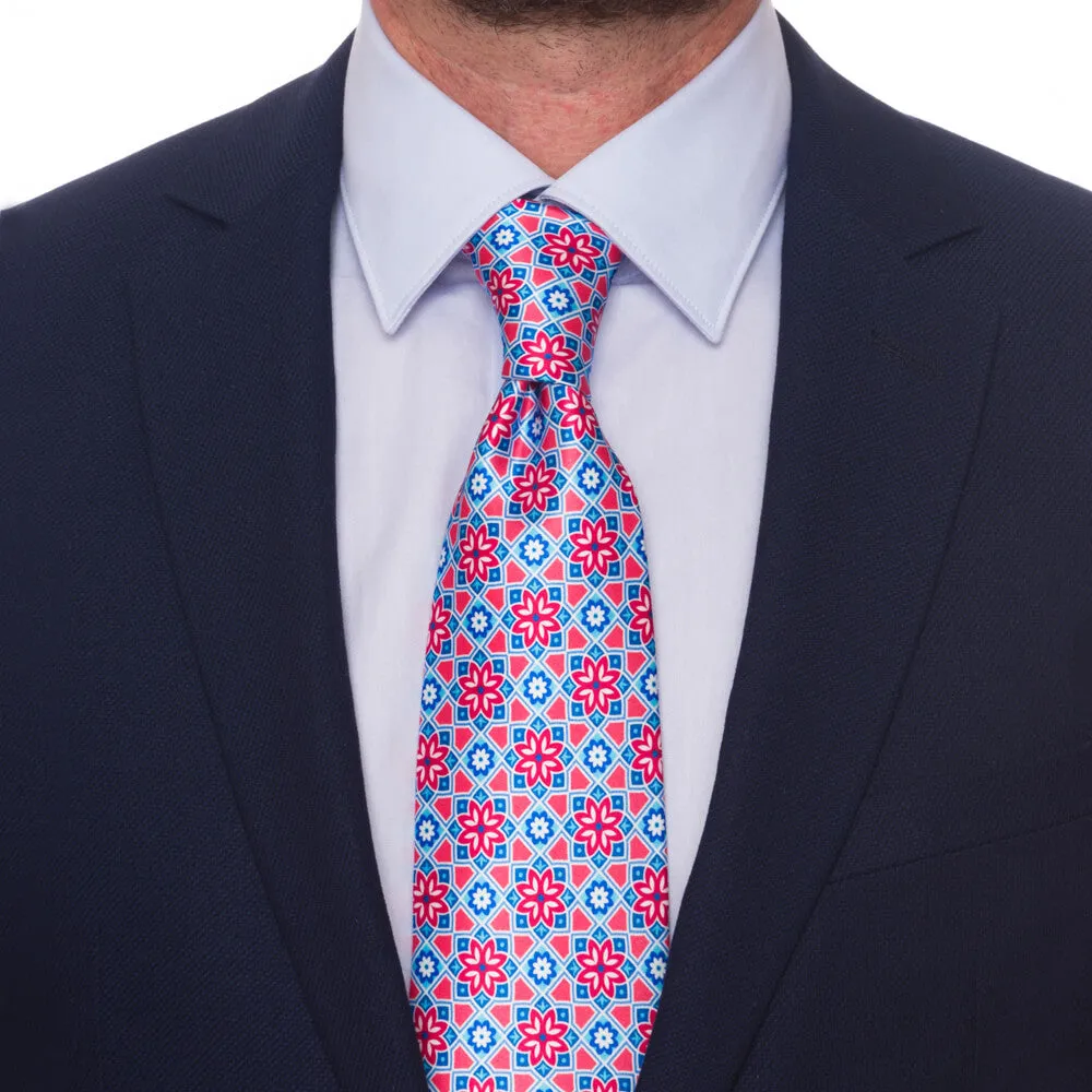 The Duke of Taormina Red and Blue Duchesse Silk Tie