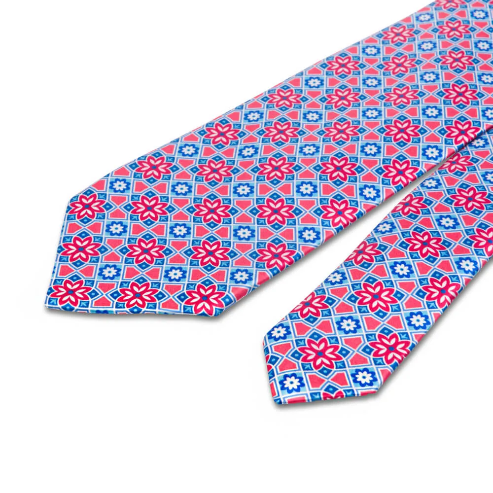 The Duke of Taormina Red and Blue Duchesse Silk Tie