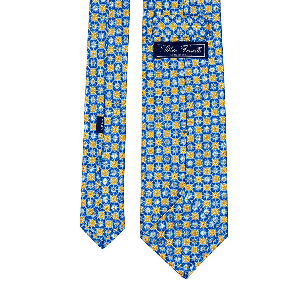 The Mazzarò Yellow and Blue Duchesse Silk Tie