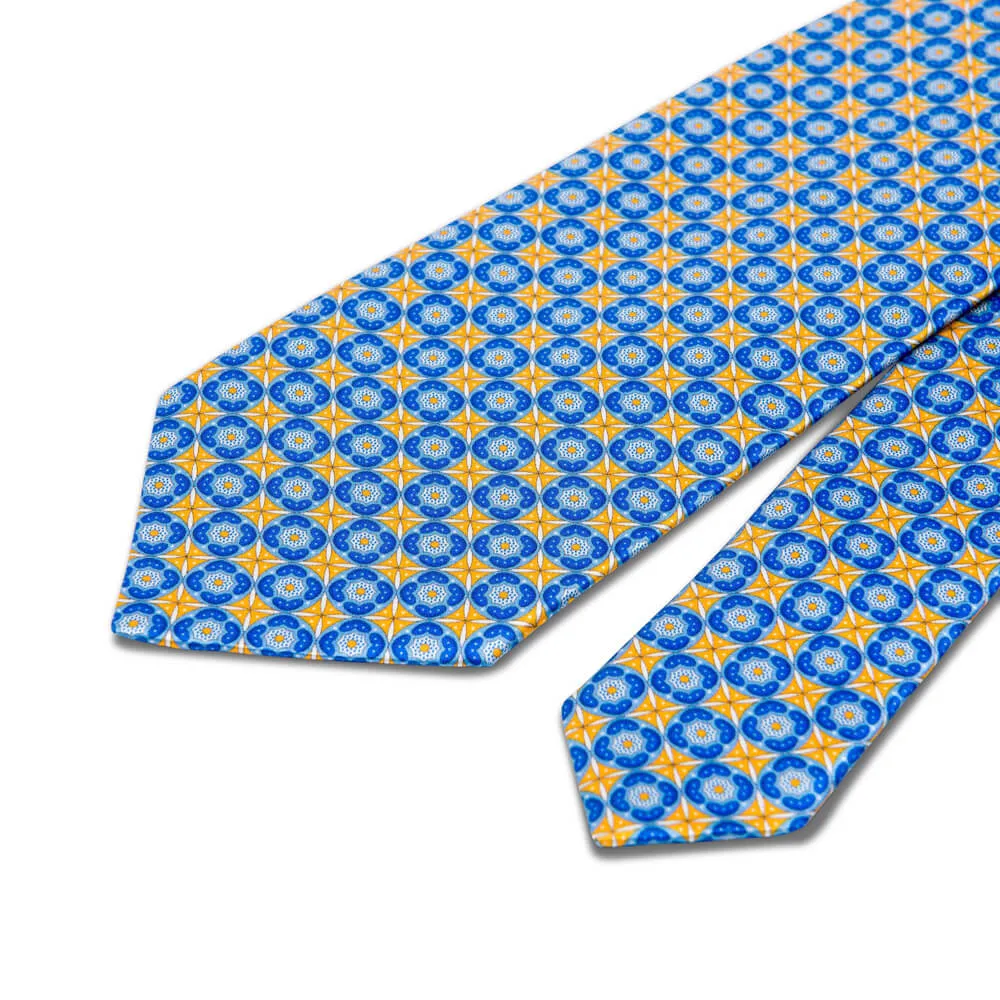 The Mazzarò Yellow and Blue Duchesse Silk Tie