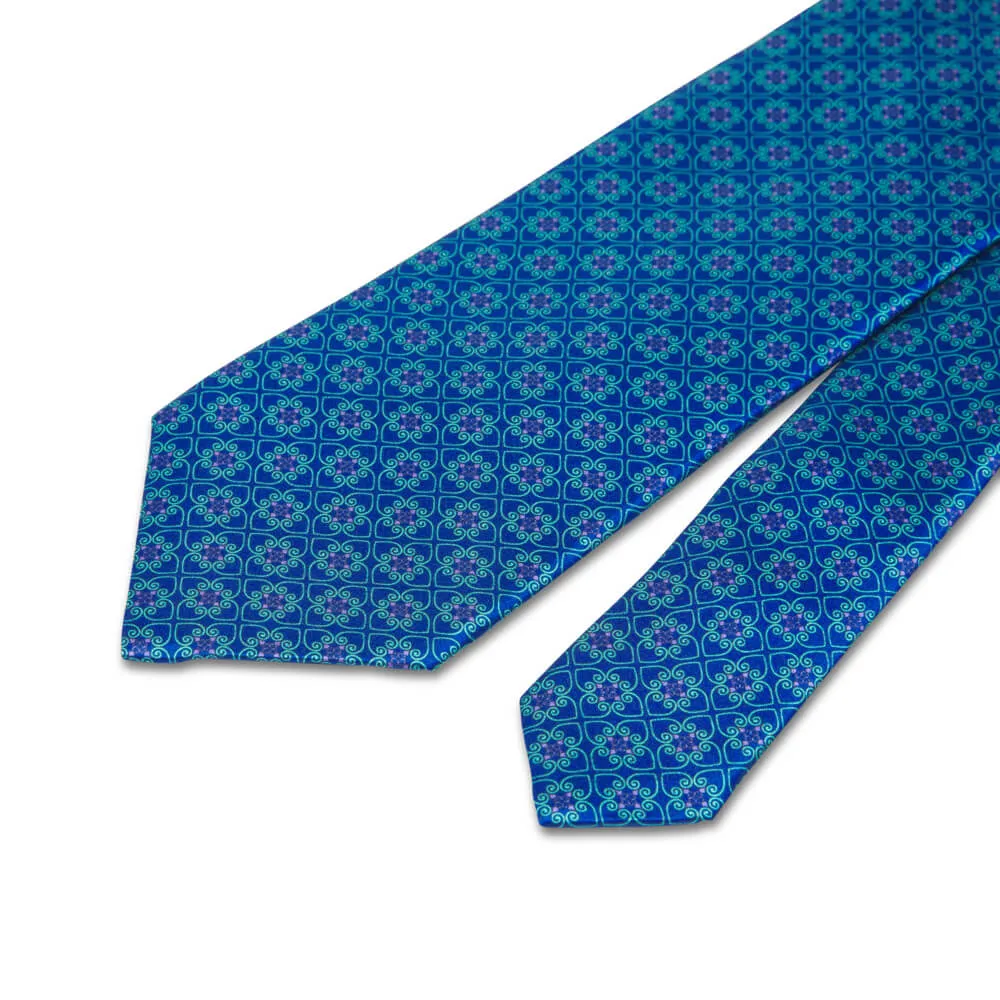 The Medici Blue and Green Duchesse Silk Tie