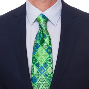 The Taormina Mosaic Green Duchesse Silk Tie