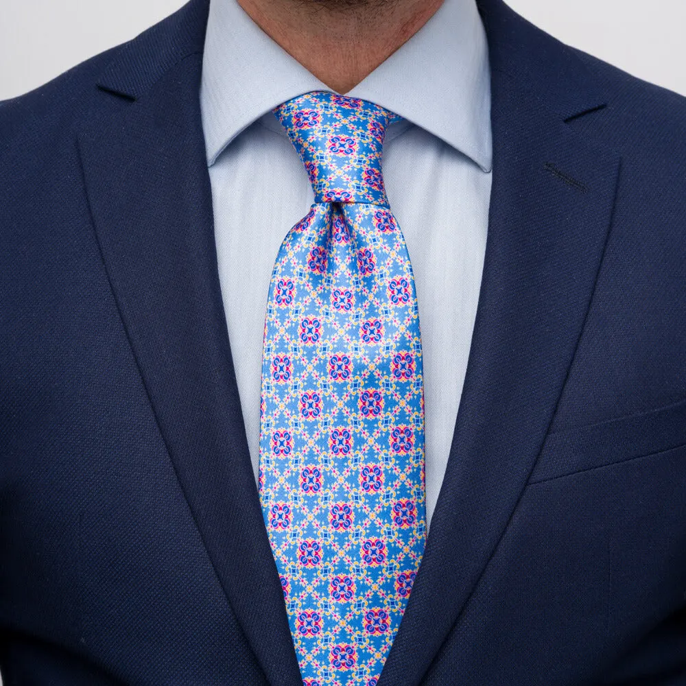 The Timeo Light Blue Duchesse Silk Tie