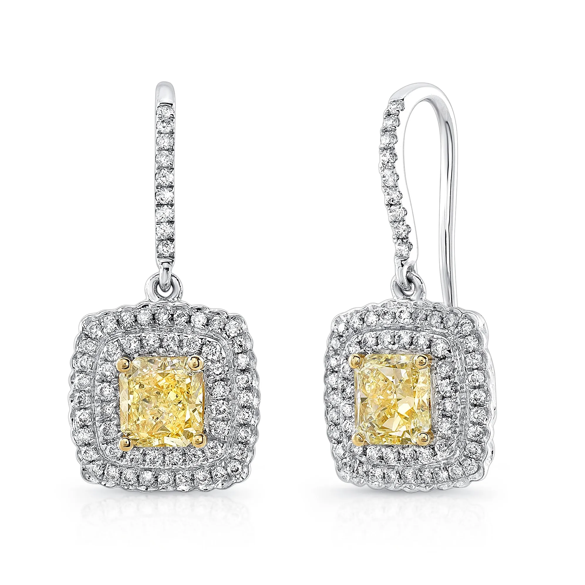 Uneek Double-Halo Earring 18K White Gold, 18K Yellow Gold LVE677