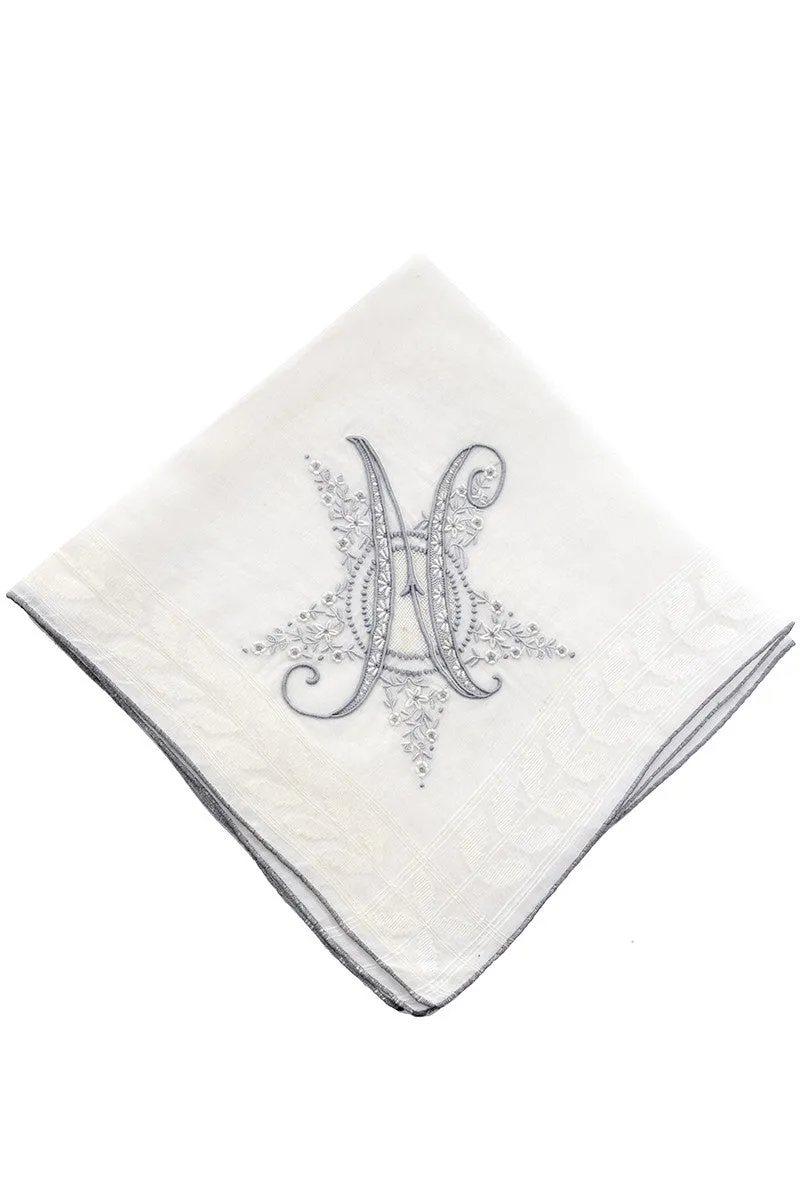 Unique Monogrammed Initial N Vintage Madeira Handkerchief