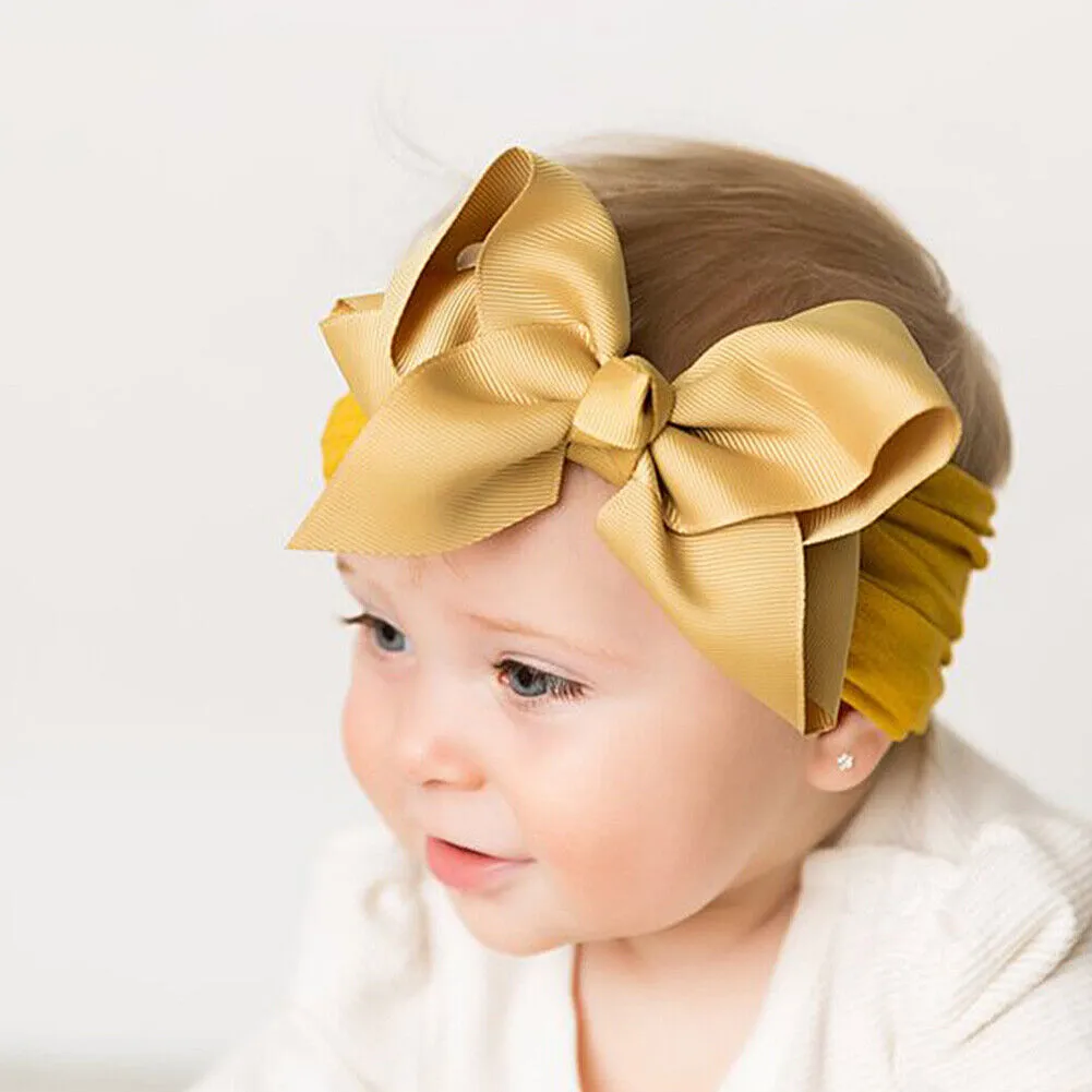 US 12-24 Pack Kids Boy Girl Baby Headband Toddler Lace Flower Dot Bow Hair Band