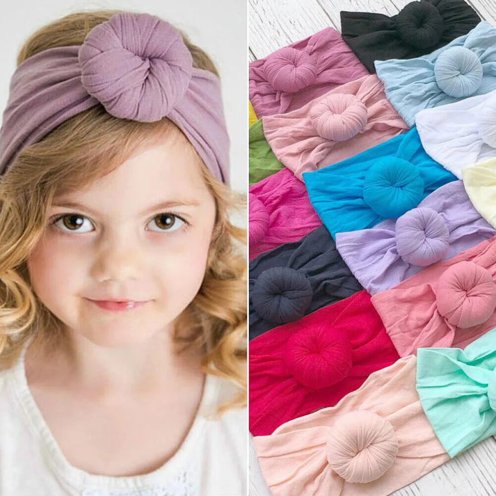 US 12-24 Pack Kids Boy Girl Baby Headband Toddler Lace Flower Dot Bow Hair Band