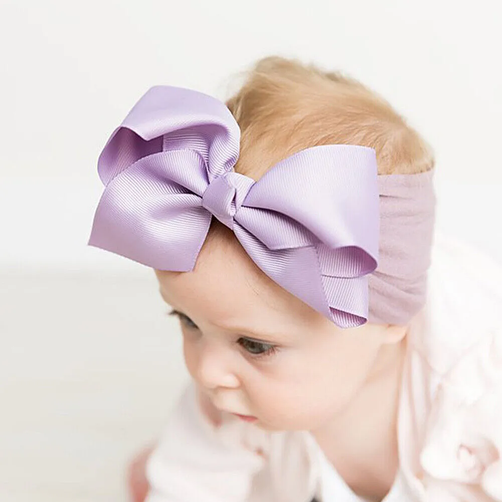 US 12-24 Pack Kids Boy Girl Baby Headband Toddler Lace Flower Dot Bow Hair Band