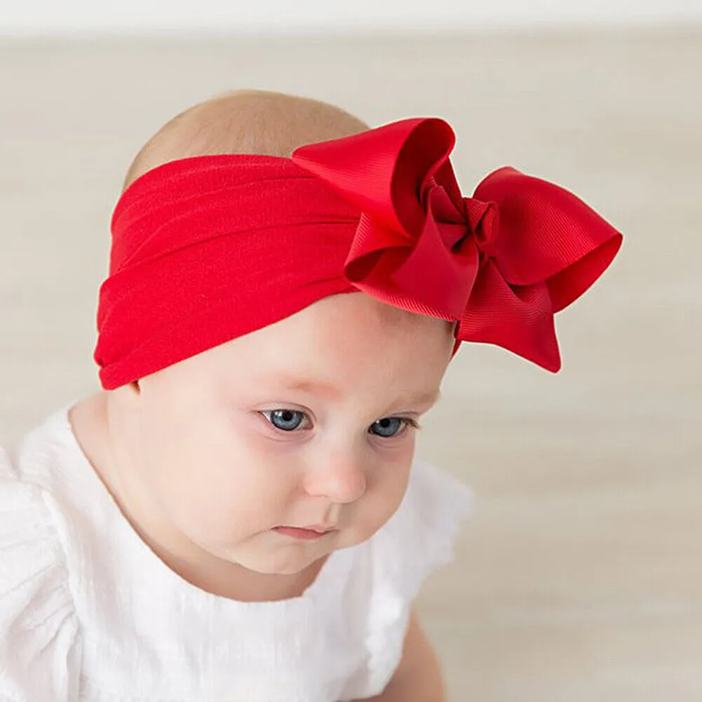 US 12-24 Pack Kids Boy Girl Baby Headband Toddler Lace Flower Dot Bow Hair Band