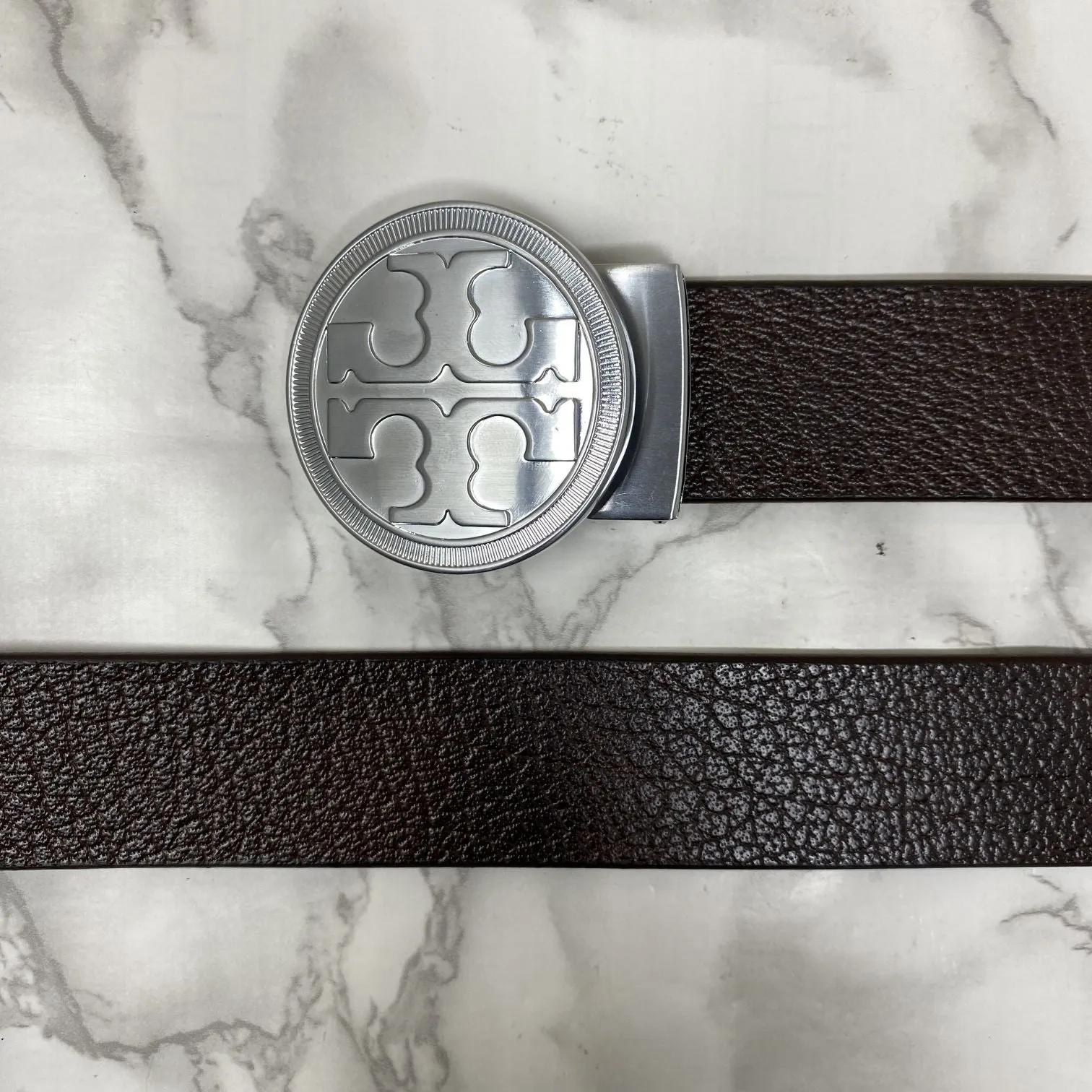 Vintage Round Buckle Belt With Leather Strap-JonasParamount