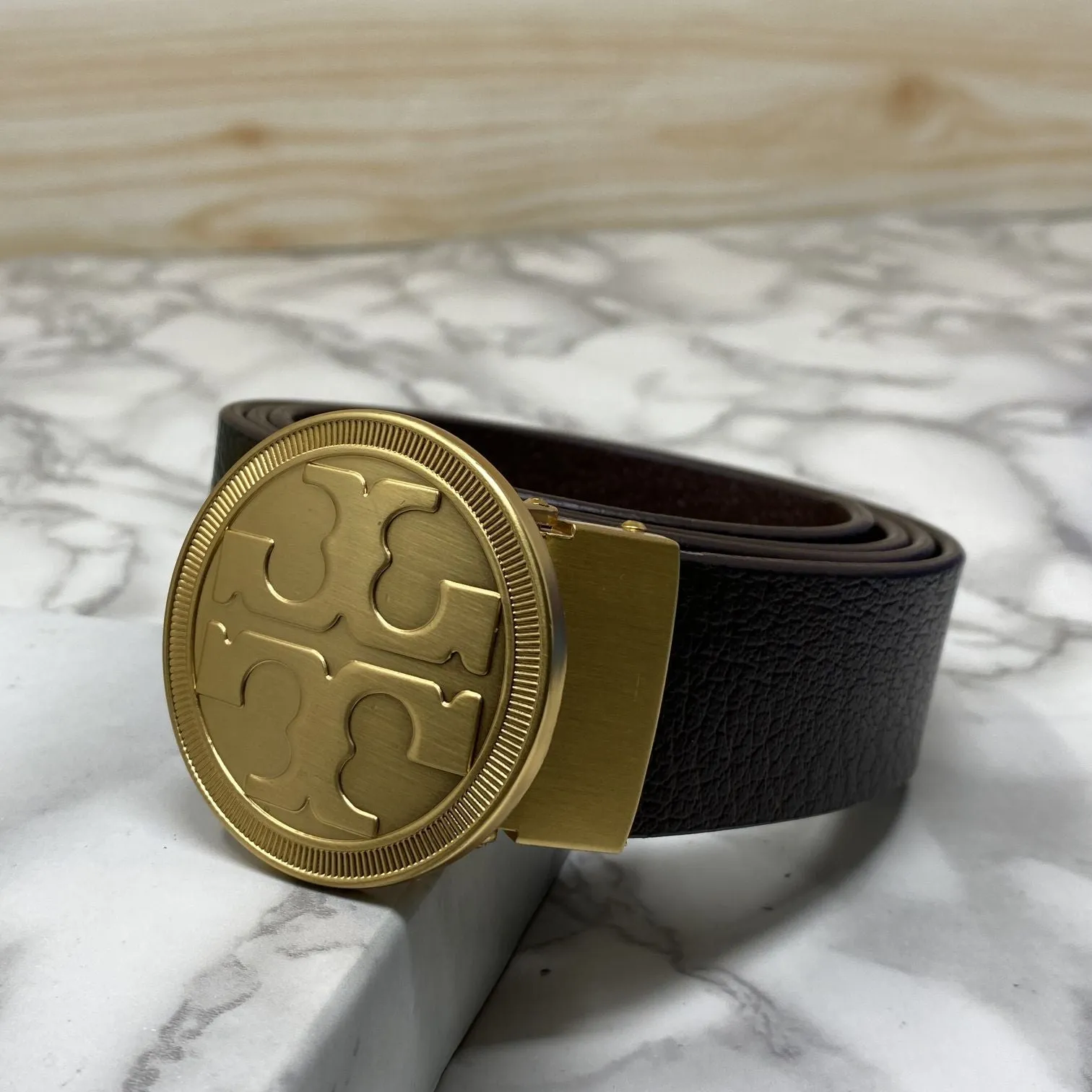 Vintage Round Buckle Belt With Leather Strap-JonasParamount